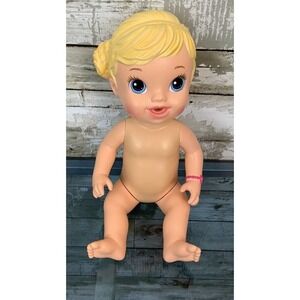 Hasbro 2014 Baby Alive Blonde Hair Blue Eyes Plastic Doll Drinks Wets